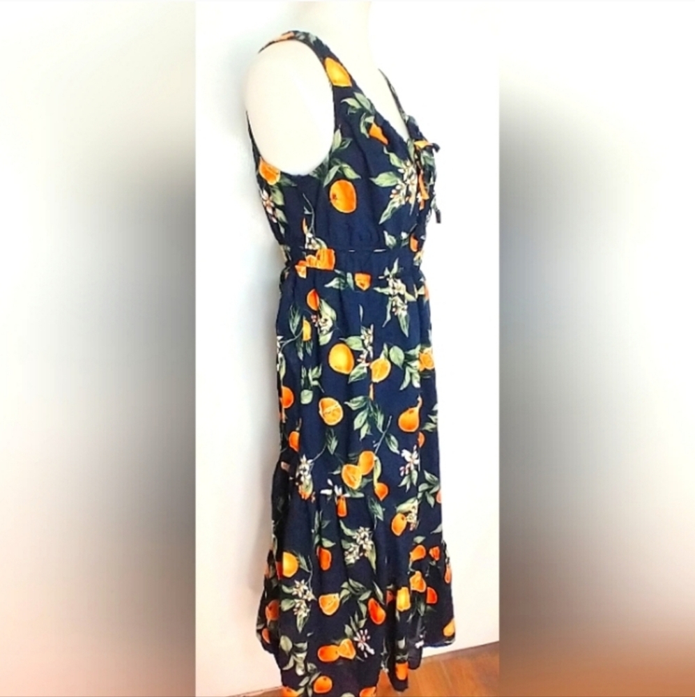 LOFT Citrus Print Cotton Maxi Dress